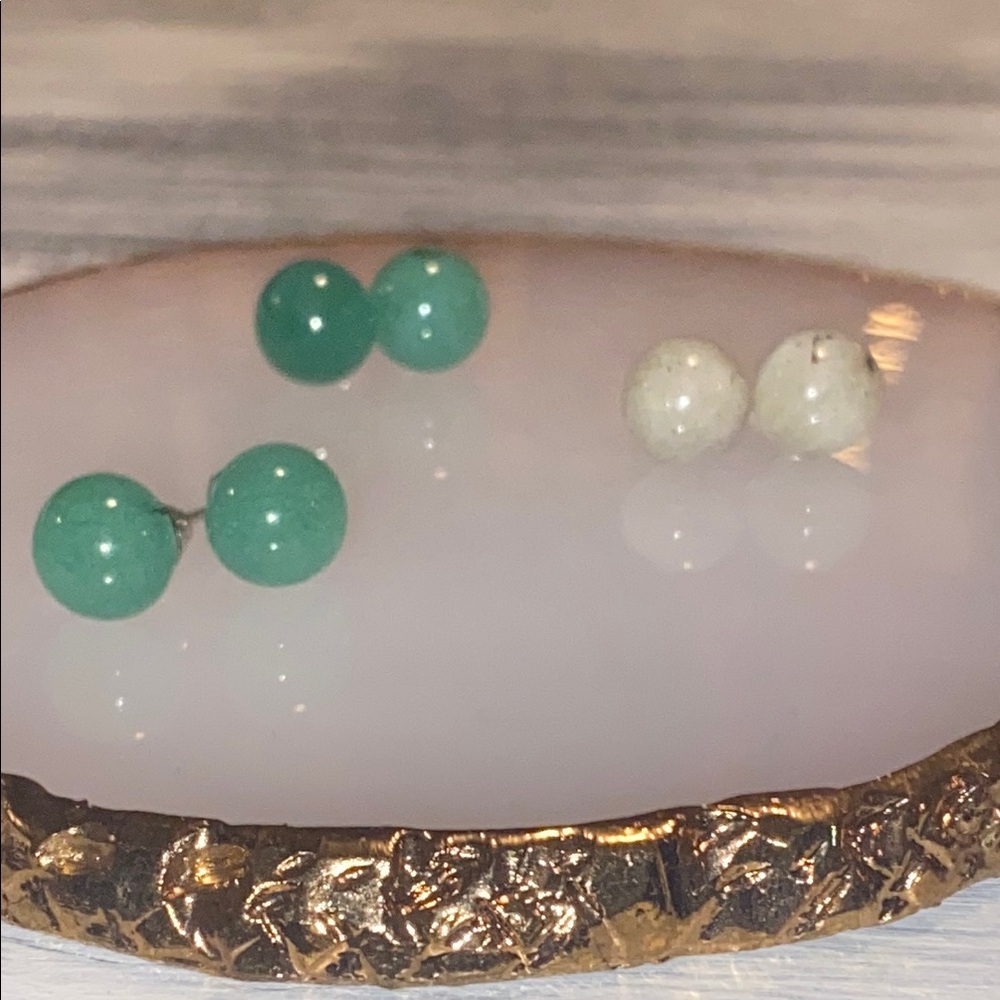 Moonstone & Amazonite Stud Set - image 1